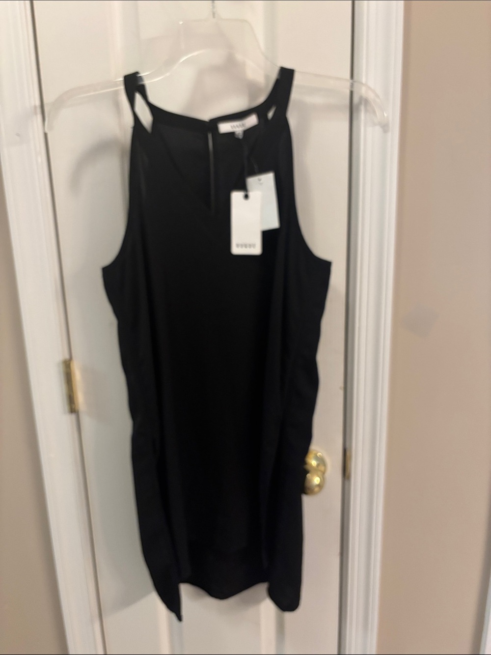 Black Sleeveless Shift Dress with Strappy Neckline